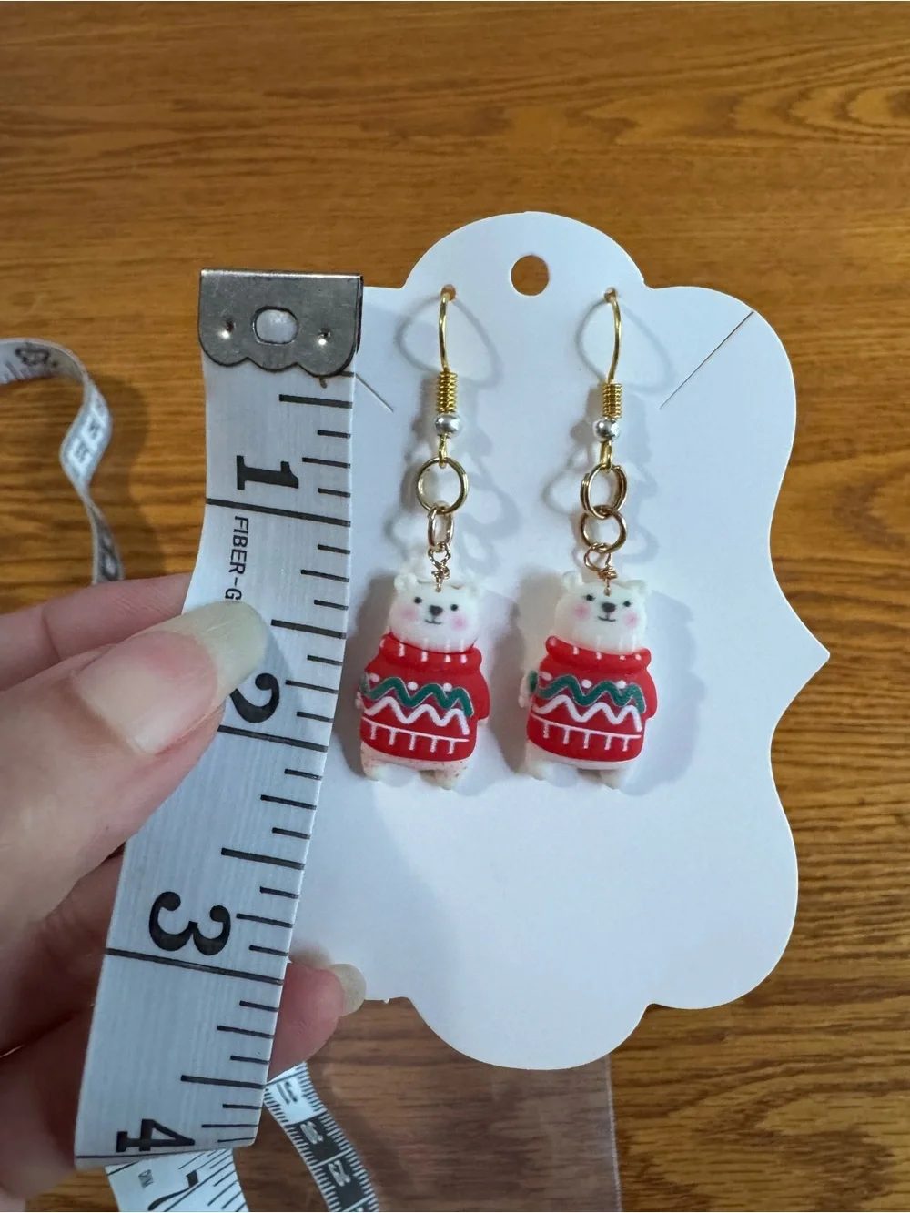 Cute Polar Bear Sweater Dangle Earrings - Red & White